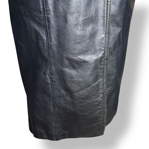 Vintage Wilsons Leather Black Long Trench Coat Suede Embossed Floral Detail - Picture 6 of 16